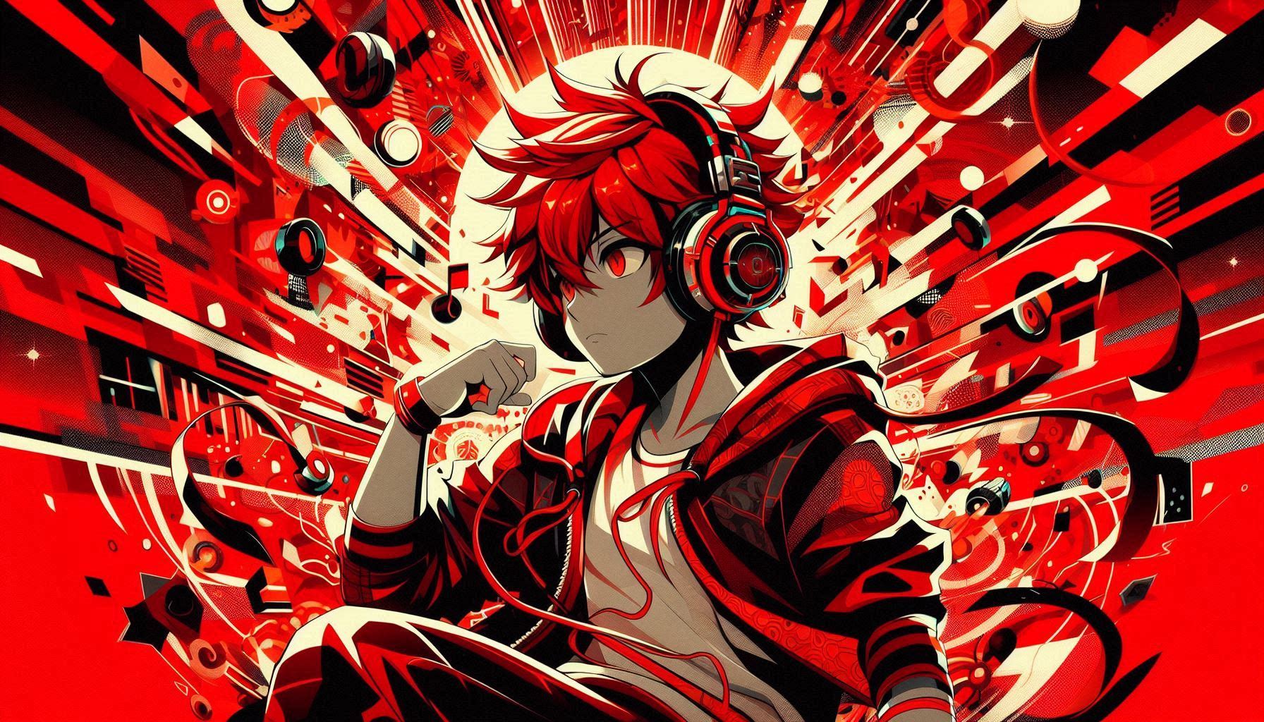 Anime boy with headphones